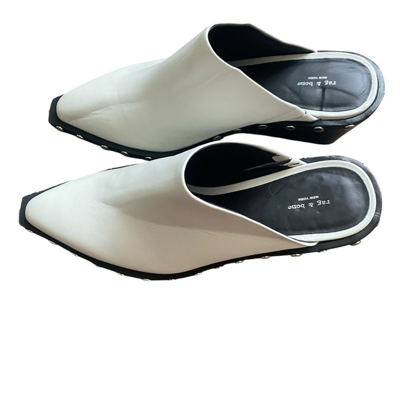 Rag & Bone Santiago Wedge mules in antique white - Picture 2 of 14